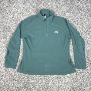 The North Face Sweater Womens XL Green Fleece Quarter Zip Mock Neck Pullover